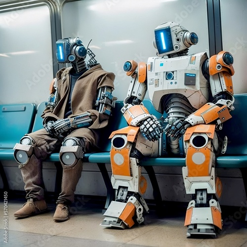 Robots in normal life. (On the subway) © Eduard