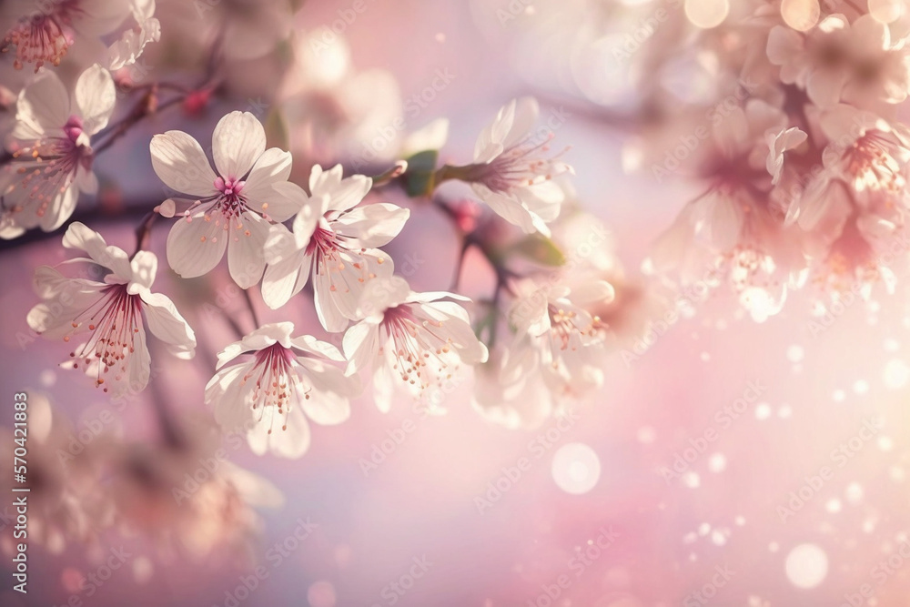 Spring Cherry Blossom Background - Generative AI technology