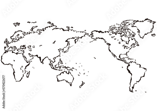 筆で描いた世界地図のベクター素材