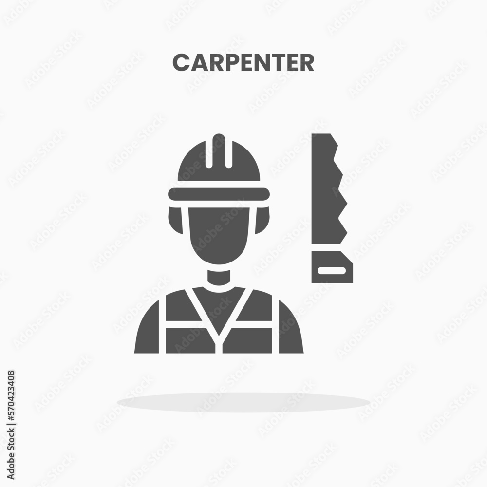 Carpenter icon vector illustration glyph style. Great used for web, app, digital product, presentation, UI and many more. Carpenter icon vector illustration glyph style. Great used for web, app, digital product, presentation, UI and many more.