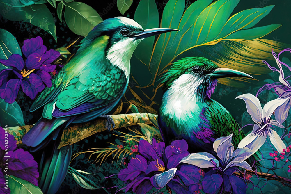 Affiche Oiseau tropical idyllique