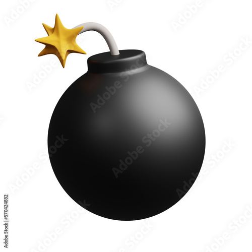 bomb with burning fuse 3d render illustration