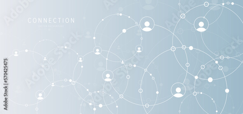 Network background. Connections with points, lines, and people icons. Vector technology background