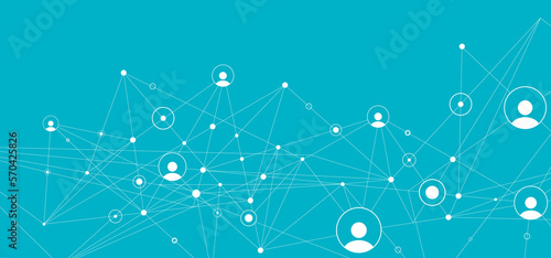 Network background. Connections with points, lines, and people icons. Vector technology background