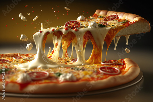 Italian Pizza: Margherita and Napoli Pizzas at Top Rated New York Pizzeria Restaurant with Perfect Blend Cheese, Fresh Ingredients and Unforgettable Flavor Fast Food  Meat Tomato Snack Generative AI