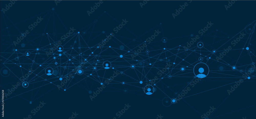 Fototapeta premium Network background. Connections with points, lines, and people icons. Vector technology background