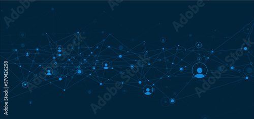 Network background. Connections with points, lines, and people icons. Vector technology background