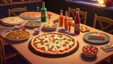 Italian Pizza: Margherita and Napoli Pizzas at Top Rated New York Pizzeria Restaurant with Perfect Blend Cheese, Fresh Ingredients and Unforgettable Flavor Fast Food  Meat Tomato Snack Generative AI