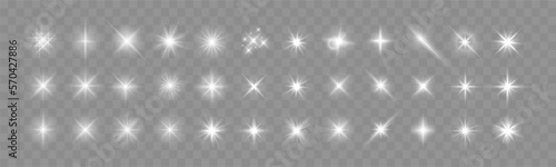 Set of Shine glowing stars. Vector Shining Sparks isolated.