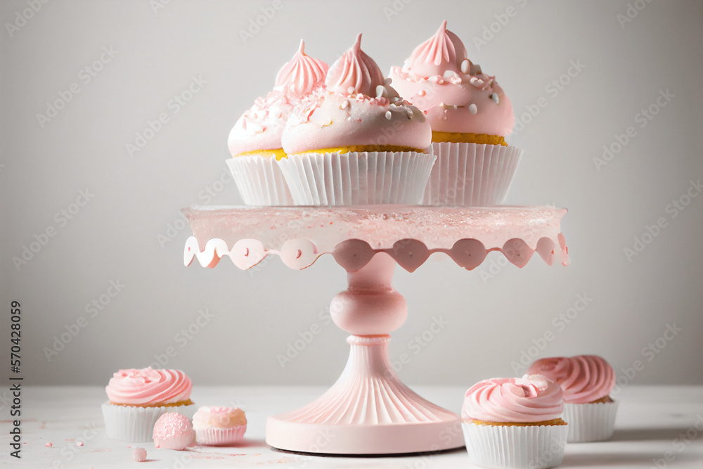 Pink party cupcakes, birthday sweet desert Pink party cupcakes, birthday sweet desert