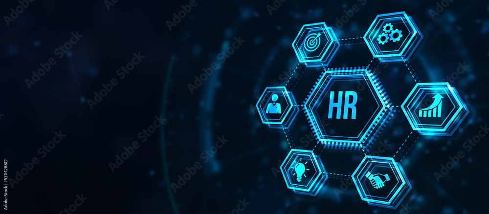 Obraz premium Internet, business, Technology and network concept.Human Resources HR management concept. 3d illustration.