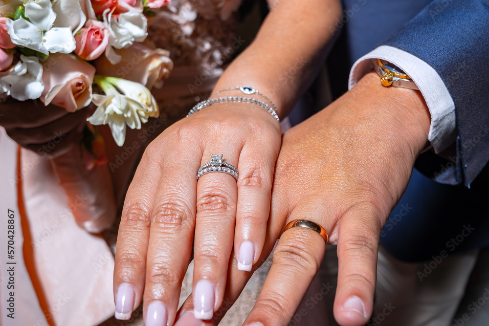 hands with engagement rings. wedding with rings hands with engagement rings. wedding with rings