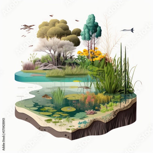 Ilustração científica da natureza, floresta tropical, rainflorest, cientific illustration, GENERATIVE AI photo