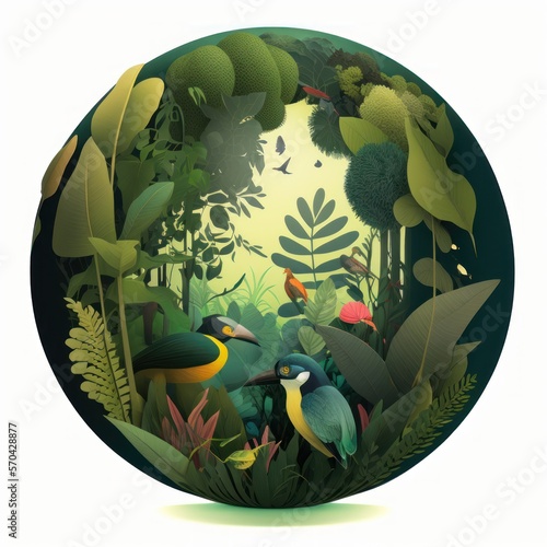 Ilustração científica da natureza, floresta tropical, rainflorest, cientific illustration, GENERATIVE AI photo