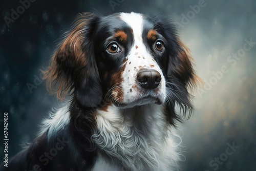 pretty portrait of a dog in the style of an oil painting, art, modern