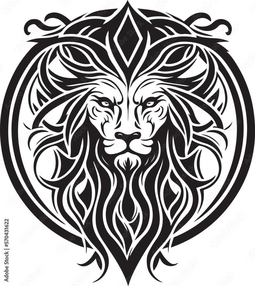 Lion ethnic graphic style with celtic ornaments. Vector illustration