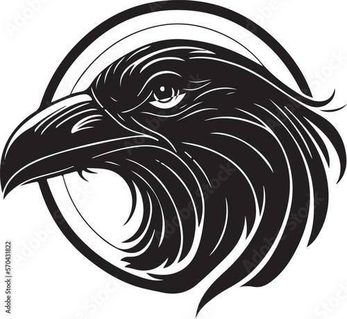 Vector illustration of raven head. Good for logo.