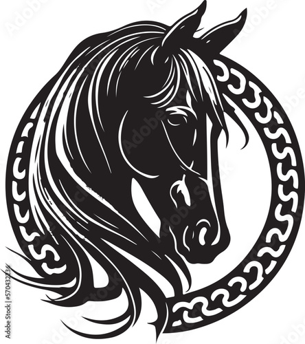 Vector silhouette of a horses head with ornament