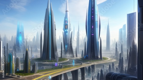 Futuristic skyscrapers of the city of the future