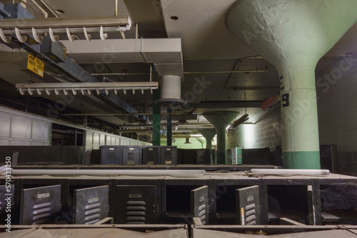 abandoned locker room in the basement of a mainteannce facility