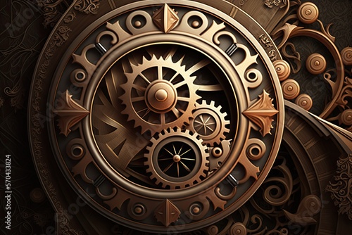 steampunk gears background and banner for web sites, ai