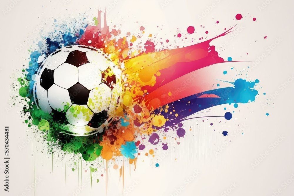 Colorful soccer background, football poster with colorful background, ai