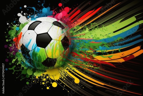 Colorful soccer background, football poster with colorful background, ai