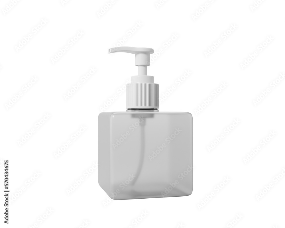 Obraz premium Soap Dispenser Square Bottle packaging isolated on transparent background, prepared for mockup, 3D render.