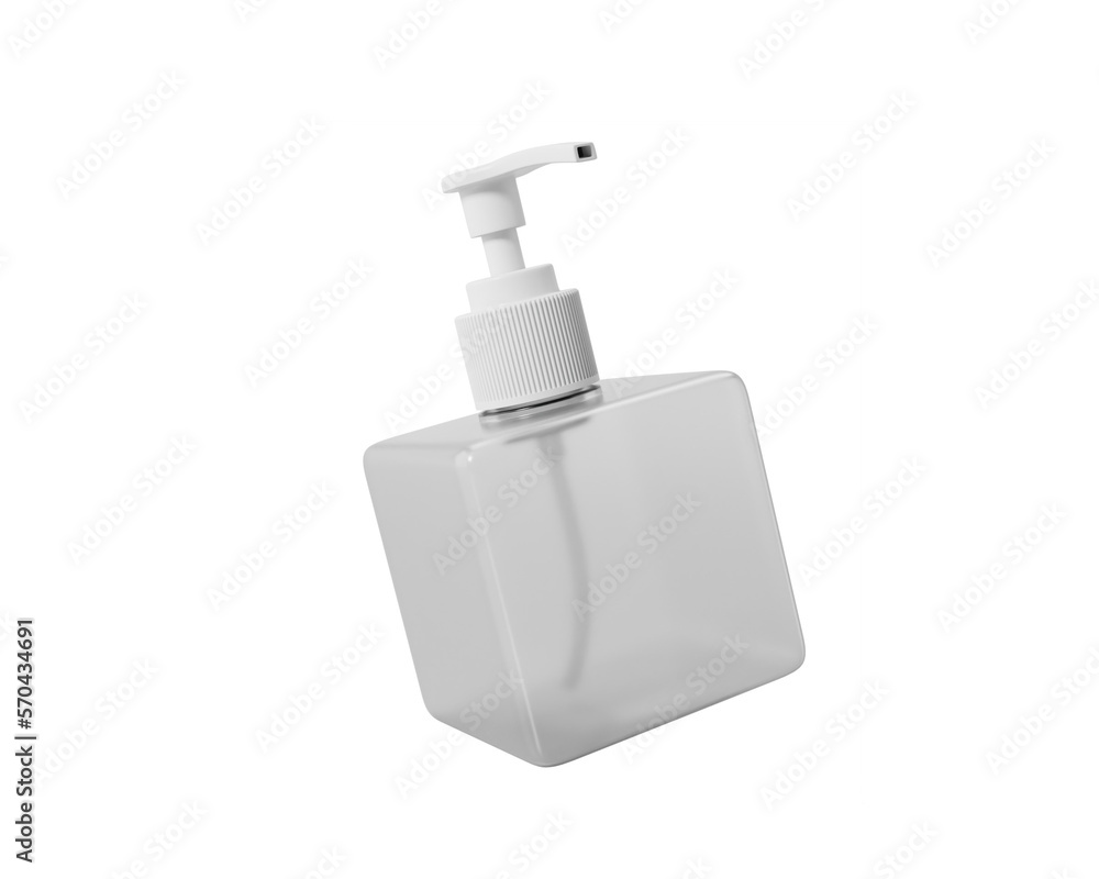 Obraz premium Soap Dispenser Square Bottle packaging isolated on transparent background, prepared for mockup, 3D render.