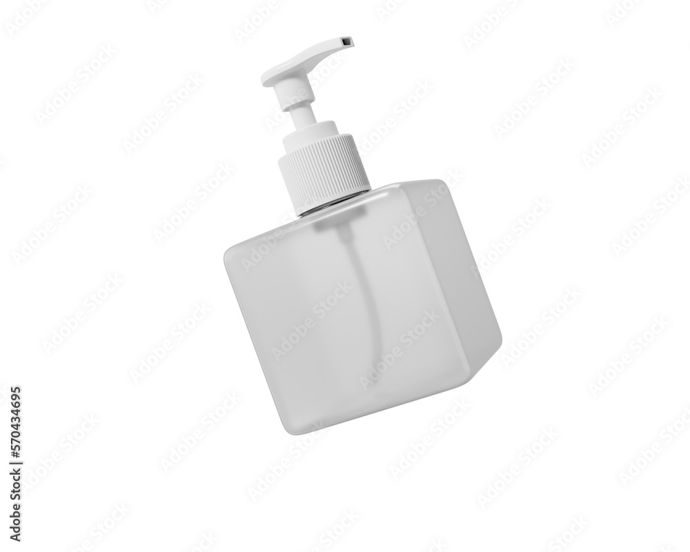 Soap Dispenser Square Bottle packaging isolated on transparent background, prepared for mockup, 3D render. Soap Dispenser Square Bottle packaging isolated on transparent background, prepared for mockup, 3D render.