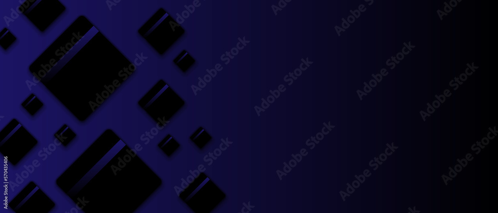 Dark blue background with squares and shadow. Modern abstract horizontal banner Dark blue background with squares and shadow. Modern abstract horizontal banner