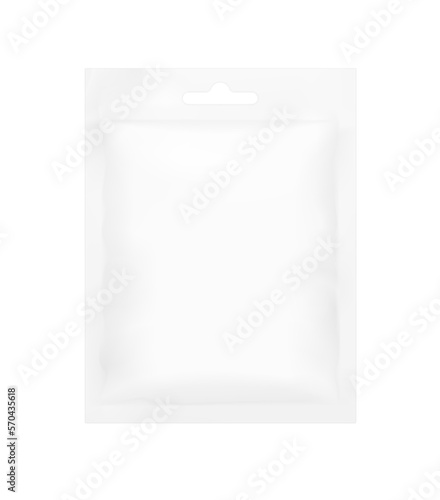 Realistic pouch bag mockup. Vector illustration isolated on white background for cosmetic, hygiene, food. Front view. Ready for your design. EPS10.