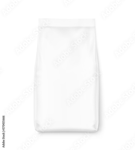 Realistic food bag isolated on white background. Front view. Vector illustration. Can be use for template your design, presentation, promo, ad. EPS 10.	
