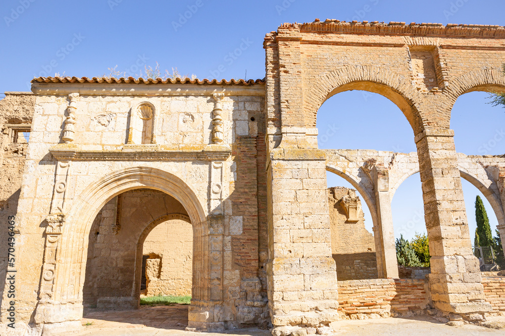 ruins of the church of San Juan in Moral de la Reina, province of Valladolid, Castile and Leon, Spain - June 2022