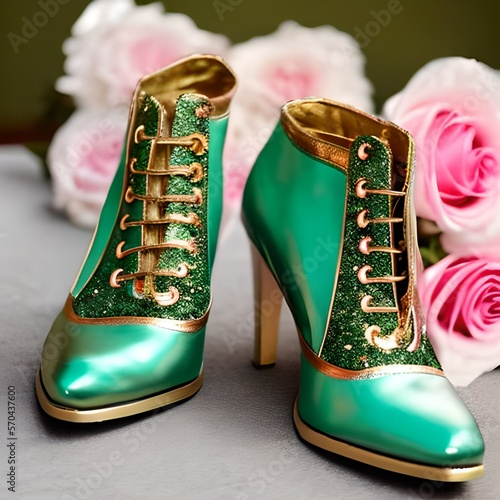 pair of shoes with flowers