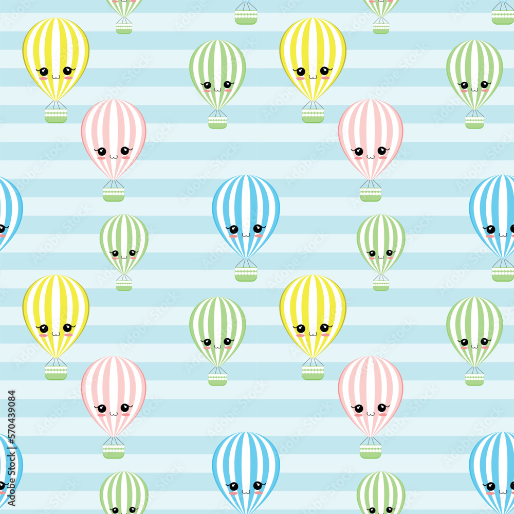 Cute adorable air balloons characters- seamless pattern