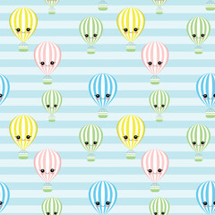 Fotobehang Luchtballon Schattige luchtballon figuurtjes patroon  © Tatiana