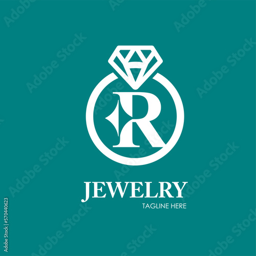 R Letter with Diamond and Sparkle for Jewelry Store Business Logo Idea Template