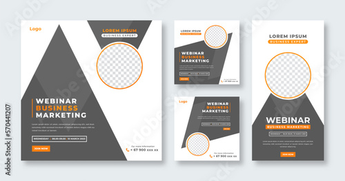 Webinar Business Conference Social Media Post for Online Marketing Promotion Banner, Story and Web Internet Ads Flyer