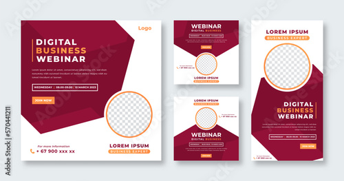 Webinar Digital Business Conference Social Media Post for Online Marketing Promotion Banner, Story and Web Internet Ads Flyer