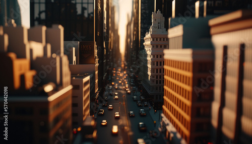 A bright city with bright streets genarative AI photo