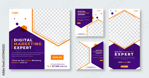 Business Digital Marketing Agency Social Media Post for Online Marketing Promotion Banner, Story and Web Internet Ads Flyer