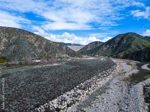 he Seven Oaks Dam at the Foot of the Santa Anna River Valley near Yucaipa and Redlands, California photo