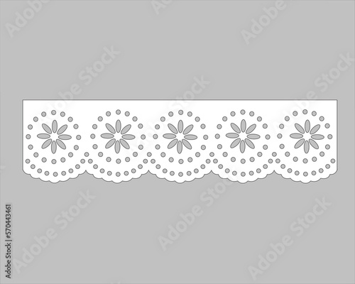 decorative flower floral lace embroidery design vector Set of seamless lattice borders. white lace ribbons cotton eyelet lace