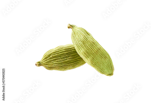 dried cardamom pods isolated on white background.