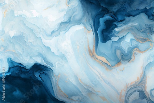 Beautiful blue marble background painted in watercolor style. Symbol of creativity and exploration AI Generated