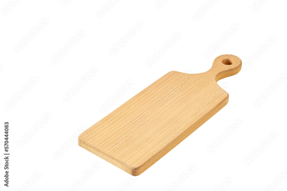 wooden cutting board isolated on white background.