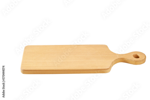 wooden cutting board isolated on white background.