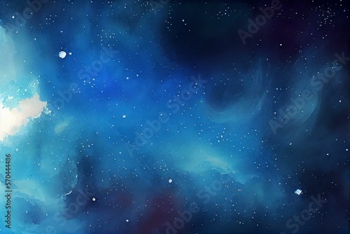 Blue watercolor space. Painting. style illustration. AI Generated