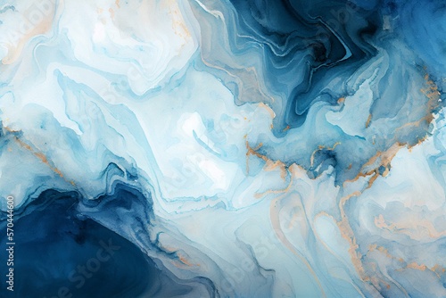 Blue marble background in a watercolor style. AI Generated